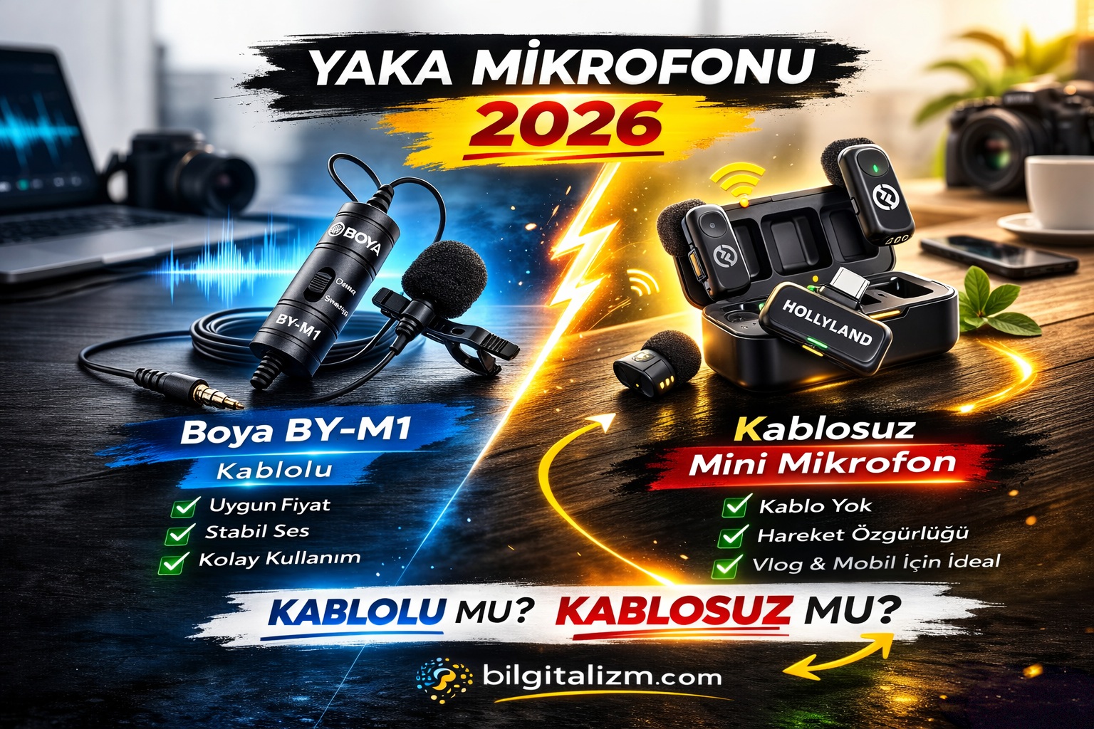 BOYA BY-M1 vs Hollyland LARK A1 Kablosuz Mini Mikrofon – En İyi Yaka Mikrofonu Hangisi? (2026 Güncel Rehber)